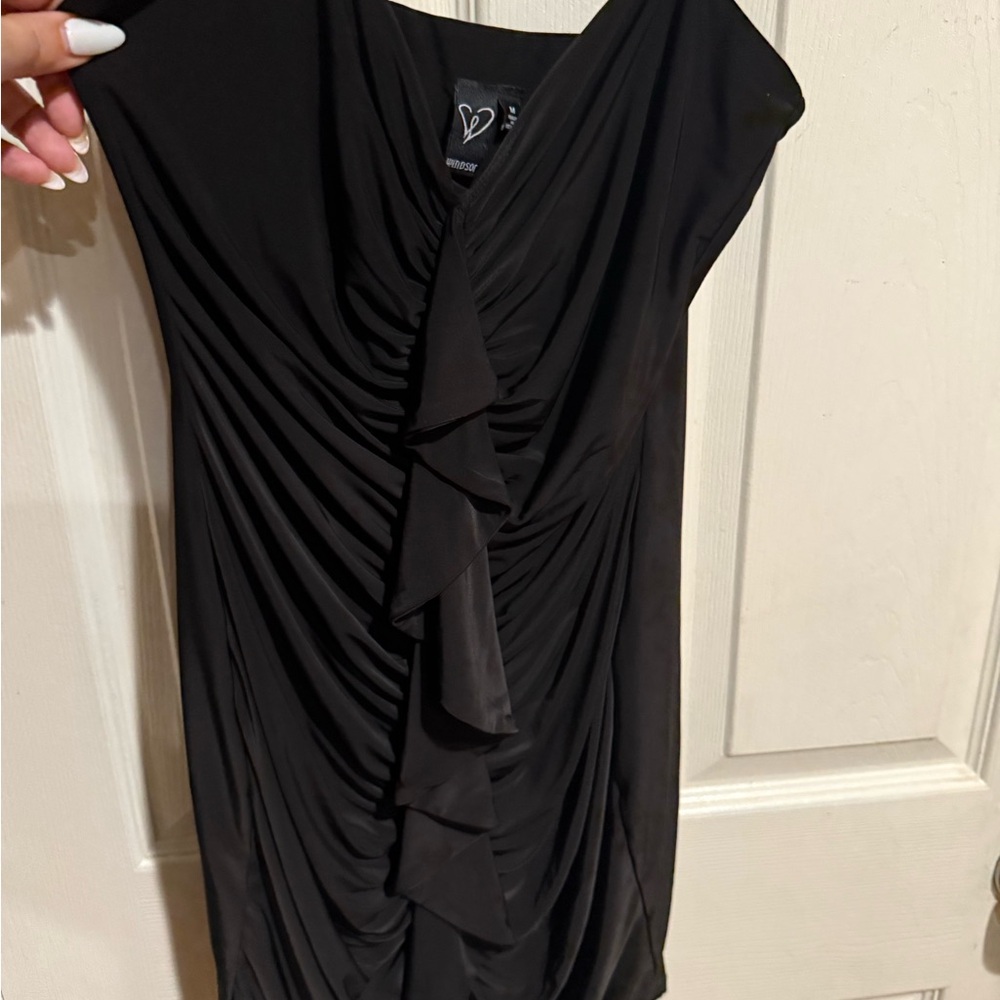Windsor Elegant Black Draped Mini Dress